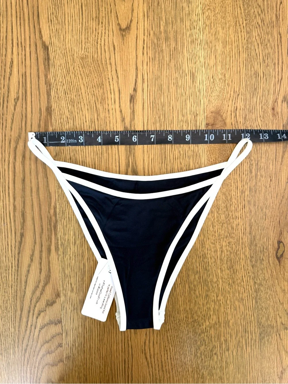 L*Space Tommy Bitsy Bikini Bottom Black White Trim Cheeky High Cut Swim NWT